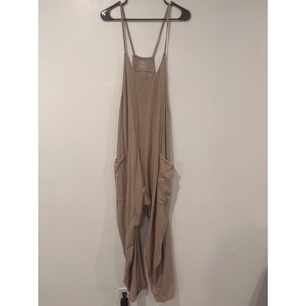 Free People Movement Hot Shot Onesie Tan Brown Slouchy Jumpsuit Large L